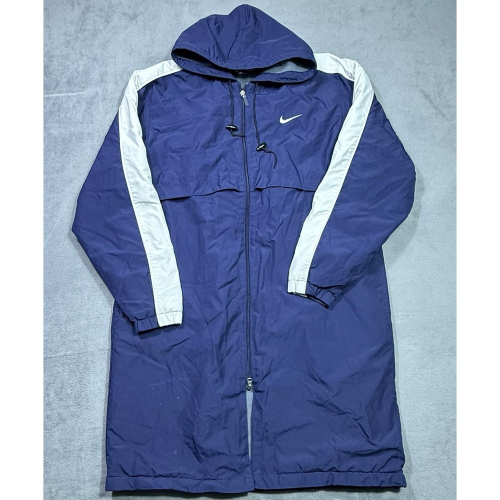VINTAGE Nike Parka Jacket Mens M Sideline Bench Coat Full Length Insulated Y2K - Picture 1 of 8